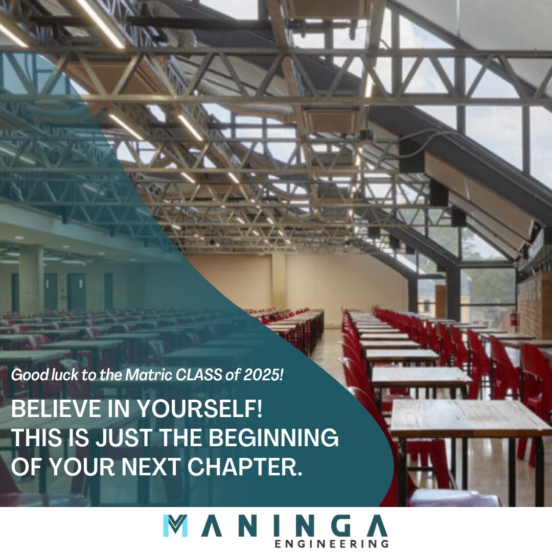 🎓 Good luck, Matric Class of 2025!
You’ve come so far — now show what you’re made of. These exams don’t define you; they’re the next step toward your dreams. 🌟You’ve got this, future engineers + changemakers of SA! 🇿🇦
#Matric2025 #GoodLuckMatrics  #FutureEngineers