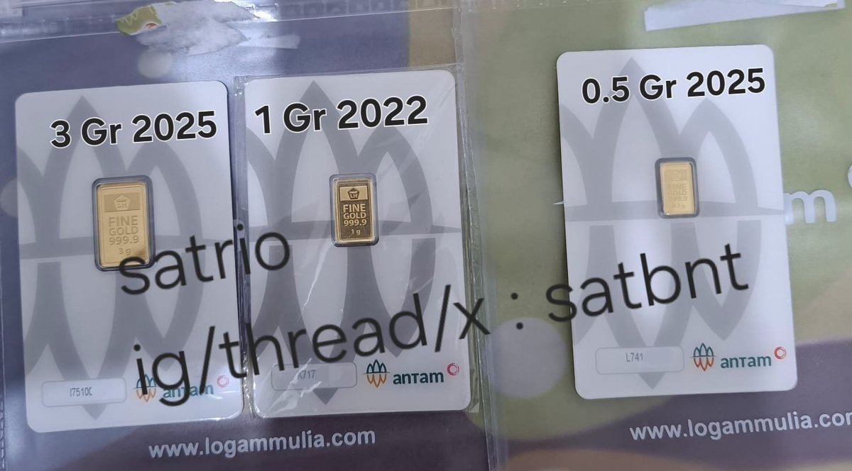 satbnt's tweet photo. WTS LM Antam 3Gr , 1Gr , 0.5 Gr
3 Gram 2025 
1 Gram 2022 
0.5 Gram 2025 
Prefer Take all
Lokasi : Bekasi Utara (Kaliabang Tengah) https://t.co/NYgMSZnJ24