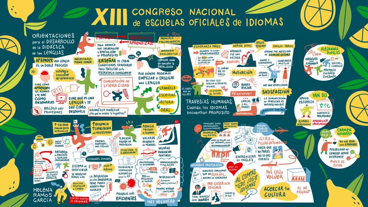 Nos ha encantado el trabajo de mediación visual realizado por <a href="/IsabelDeOlano/">Isabel de Olano</a>, que plasmó en directo las ideas y reflexiones de la primera jornada. Una mirada artística que transforma la palabra en imagen.

#EOI #XIIICongresoNacionalEOI #EdTech #congresoyalgomas #eoistas