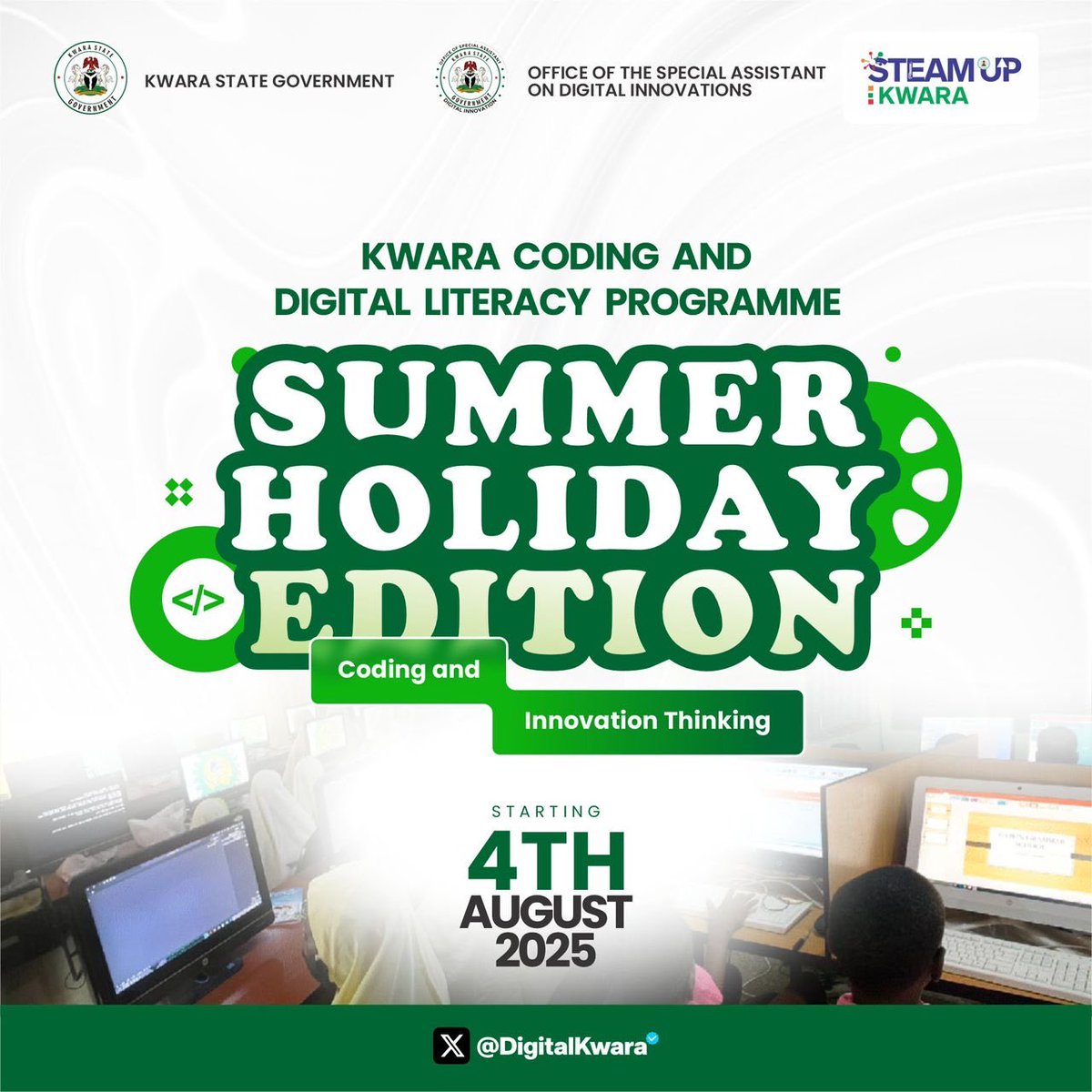 MobolajiPr's tweet image. The Kwara State Government launched the intensive Summer Holiday Edition of its Coding & Digital Literacy Programme ( @DigitalKwara ) marking a critical phase in preparing young innovators for the grand Project Exhibition on Wednesday, 29 October 2025.
#KwaraFuturesExhibition