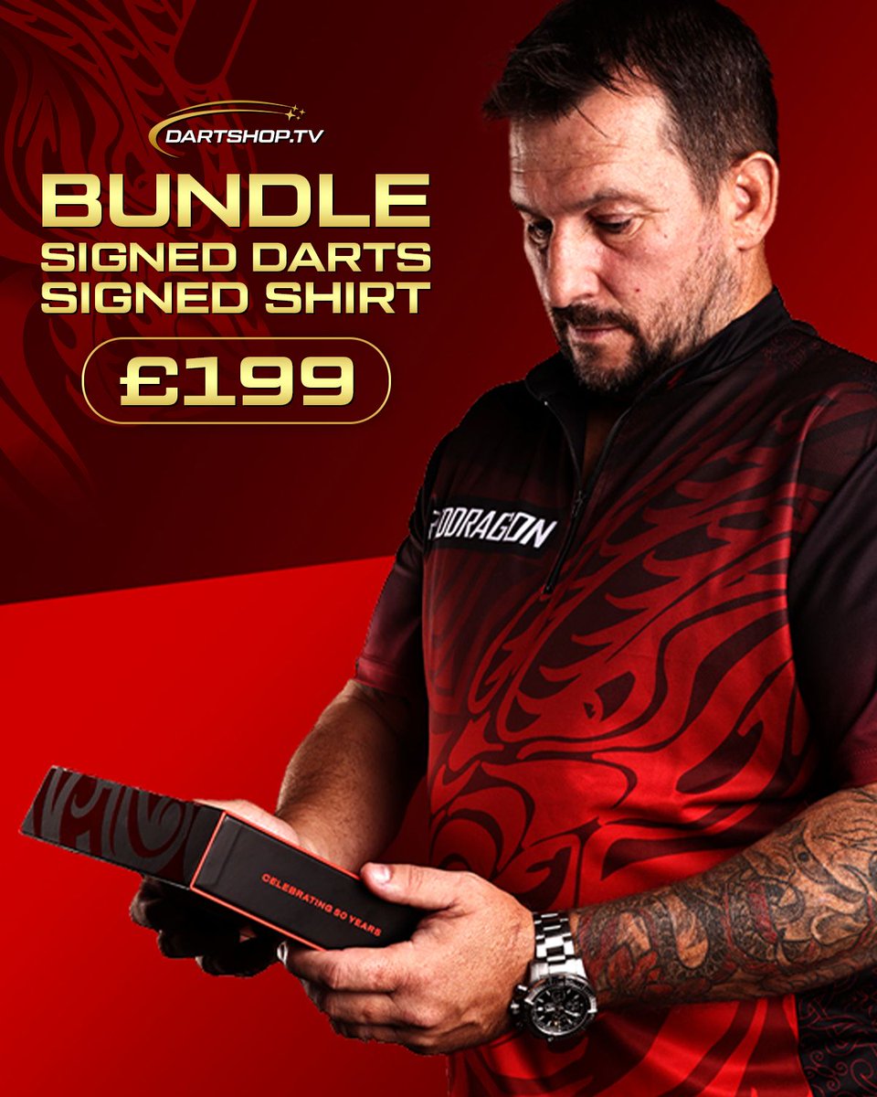 ModusDarts180's tweet image. 🏴󠁧󠁢󠁷󠁬󠁳󠁿GRAB YOUR SIGNED JONNY CLAYTON RED DRAGON BUNDLE FOR JUST £199!

For a limited time, you can get exclusively signed Jonny Clayton darts and Tour Polo from his newly-released Red Dragon collection for just £199!

Add both items to your basket, and the discount will automatically…