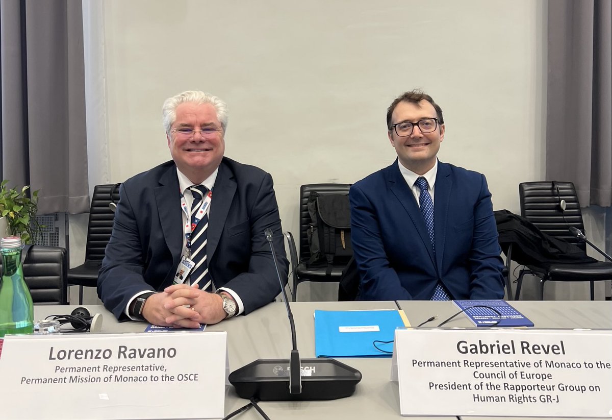 S.E.M. Lorenzo Ravano et S.E.M. Gabriel Revel, Ambassadeurs Représentants permanents de #Monaco auprès de @osce et <a href="/coe/">Council of Europe</a>, à #Vienne pour une réunion de coordination consacrée au terrorisme et la traite des êtres humains.
<a href="/GvtMonaco/">Gouvernement Monaco</a> <a href="/MCOatCoE/">Monaco au Conseil de l’Europe</a> #Terrorism #HumanTrafficking