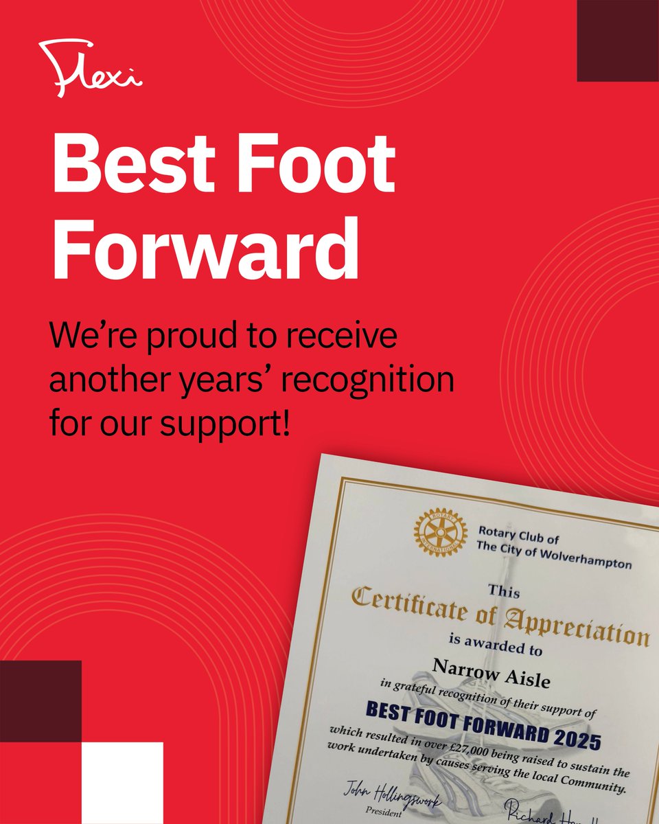 Flexiforklifts's tweet photo. Stepping into it - again! 👣

Proud that Flexi® has once again been recognised for supporting the Best Foot Forward initiative by the Rotary Club of Wolverhampton, raising over £27,000 for local charities.

#Flexi #BestFootForward #Charity #Community #FlexiArticulatedForklifts https://t.co/CxlMLKvd1b