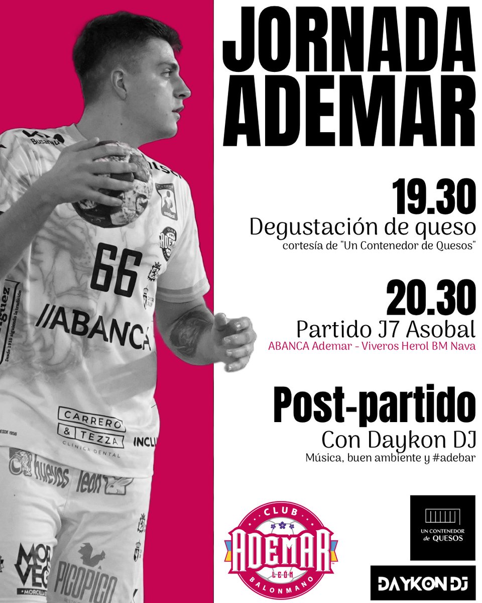ADEMARLEON's tweet photo. 🧀 Mañana te esperamos a las 19:30h con una 𝗱𝗲𝗴𝘂𝘀𝘁𝗮𝗰𝗶ó𝗻 de #queso cortesía de "Un Contenedor de Quesos".
⚽ ¿Después? Partido de J7 #asobal contra @BalonmanoNava y continuamos la fiesta con Daykon DJ y #adebar 🪇
📌 ¡No te lo pierdas!
@SomosABANCA
#queso #handball https://t.co/pOoCgDeURp