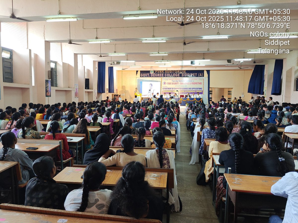 CCPS_Siddipet's tweet photo. *Today, a Cyber Awareness Program was conducted at Government Degree College, Siddipet, by ACP Srinivas Sir, Cyber Crime Police Station, Siddipet.* @TGCyberBureau @Shikhagoel_IPS https://t.co/gwIqtIzcAr