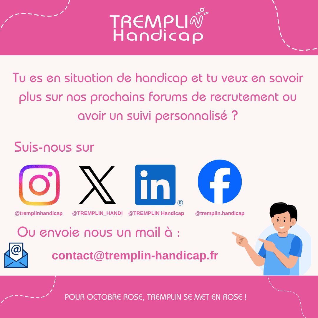 TREMPLIN HANDICAP (@tremplin_handi) on Twitter photo 💻 Retour sur le Forum Handicap Premier Emploi d'octobre : 70 entretiens entre 50 jeunes et 13 recruteurs de 5 entreprises partenaires 🙏
Merci aux entreprises et aux participants pour leur engagement 💙
#Handicap #Inclusion #PremierEmploi #JeunesTalents #ForumEmploi 💻 Retour sur le Forum Handicap Premier Emploi d'octobre : 70 entretiens entre 50 jeunes et 13 recruteurs de 5 entreprises partenaires 🙏
Merci aux entreprises et aux participants pour leur engagement 💙
#Handicap #Inclusion #PremierEmploi #JeunesTalents #ForumEmploi
