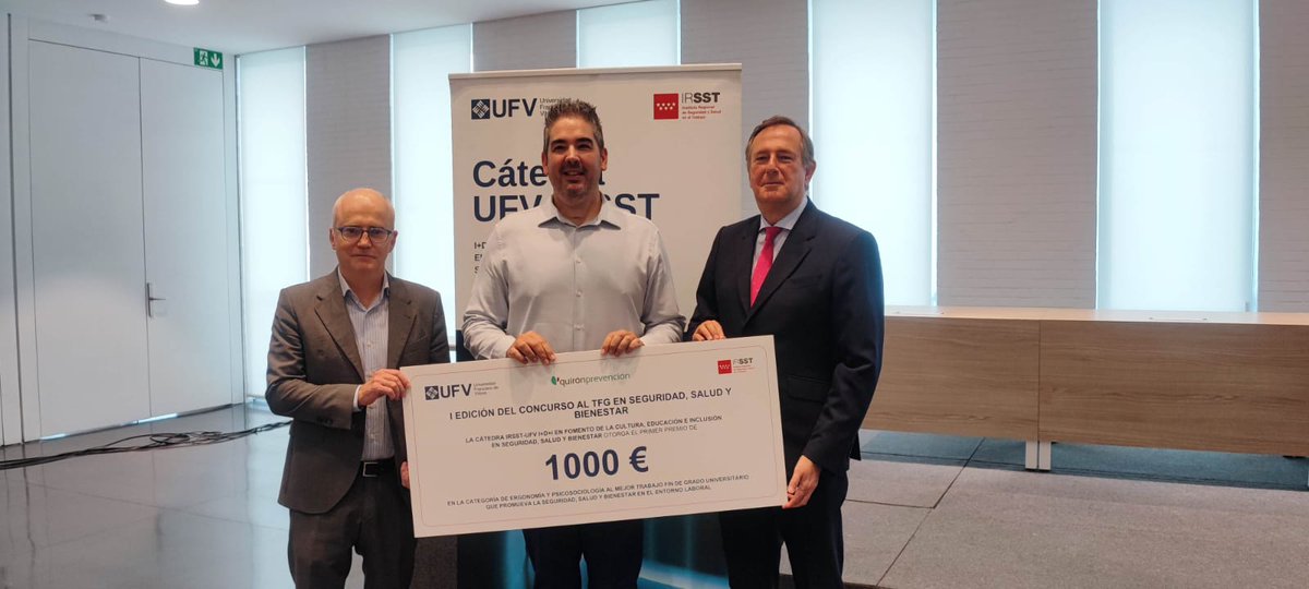 Quirónprevención (@quironprev) on Twitter photo Hoy, junto a la <a href="/ufvmadrid/">Universidad Francisco de Vitoria</a> y el IRSST, hemos hecho entrega de los Premios a los Mejores Trabajos de Fin de Grado en seguridad, salud y bienestar. Una iniciativa que pone en valor la investigación universitaria, la inclusión y la #CulturaPreventiva. ¡Felicidades a los premiados! Hoy, junto a la <a href="/ufvmadrid/">Universidad Francisco de Vitoria</a> y el IRSST, hemos hecho entrega de los Premios a los Mejores Trabajos de Fin de Grado en seguridad, salud y bienestar. Una iniciativa que pone en valor la investigación universitaria, la inclusión y la #CulturaPreventiva. ¡Felicidades a los premiados!