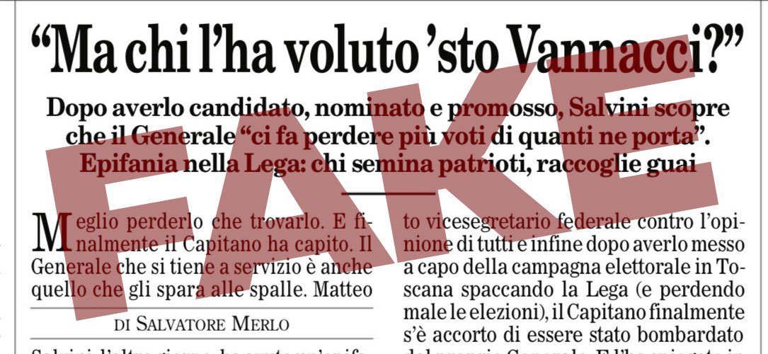 I virgolettati attribuiti a Matteo Salvini riportati da il Foglio in un articolo su Roberto Vannacci sono totalmente falsi. Il leader della Lega procederà in tutte le sedi.