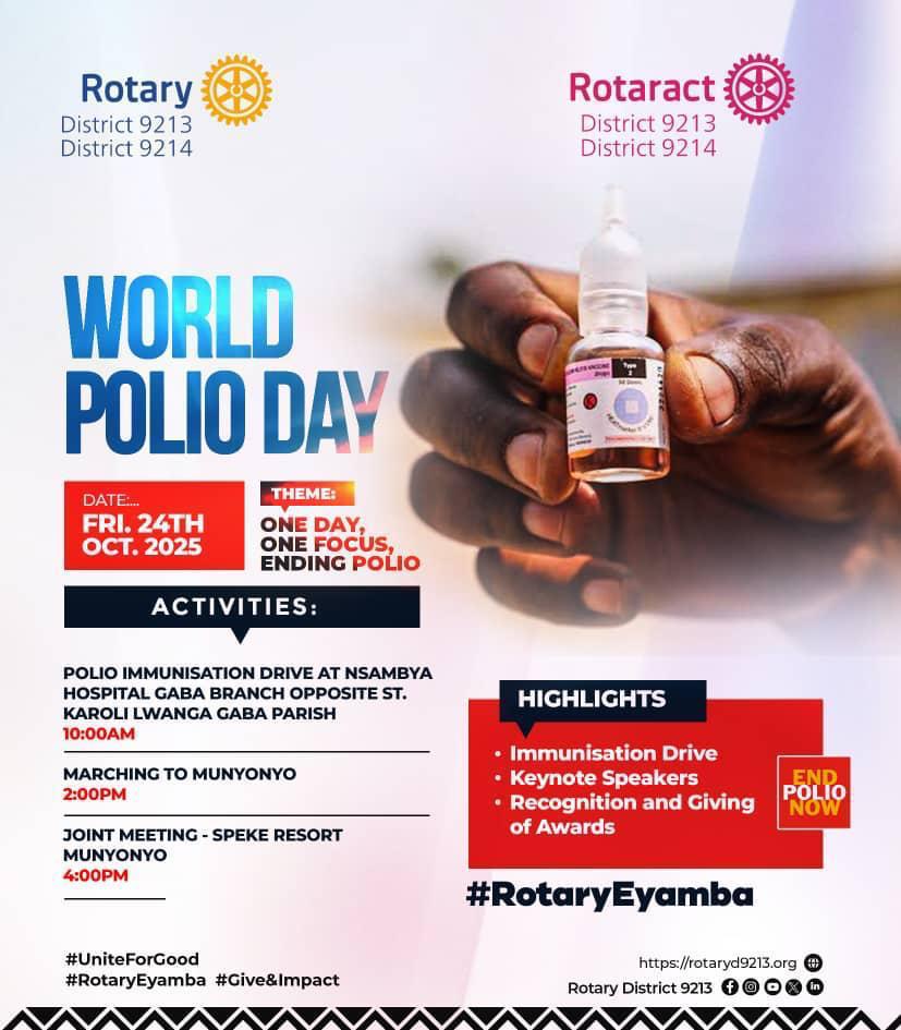 We join <a href="/Rotary/">Rotary International</a> and the world in celebrating World Polio Day. Together, we renew our commitment to a polio-free world. 🌍
#WorldPolioDay
 #EndPolioNow
 #RotaryEyamba
