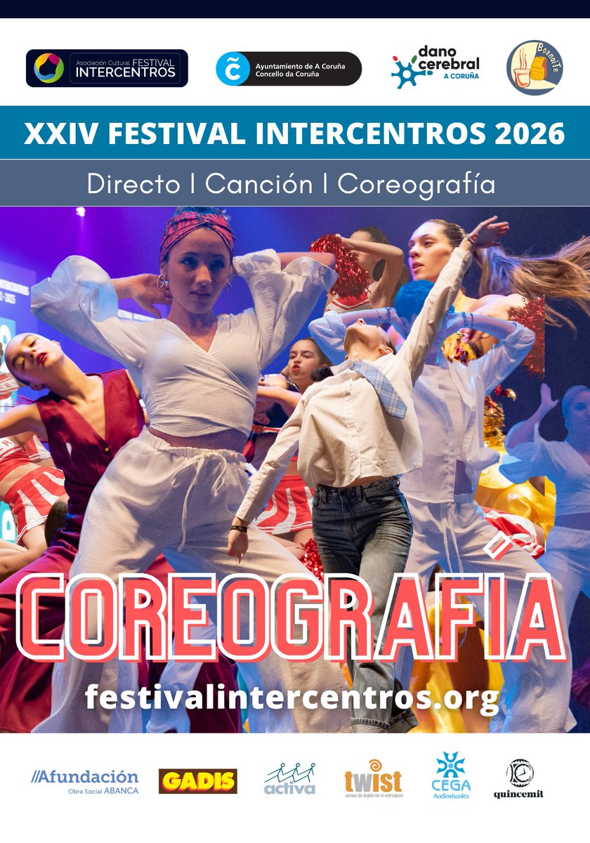 fintercentros's tweet image. 📌#intercentros2026. Coreografía, es el estilo más popular de los tres de las galas Intercentros. Cada año los centros educativos se superan así mismos. Gala final: Coliseum. Proyectos solidarios: Daño Cerebral A Coruña y Boanoite. Información: festivalintercentros.org