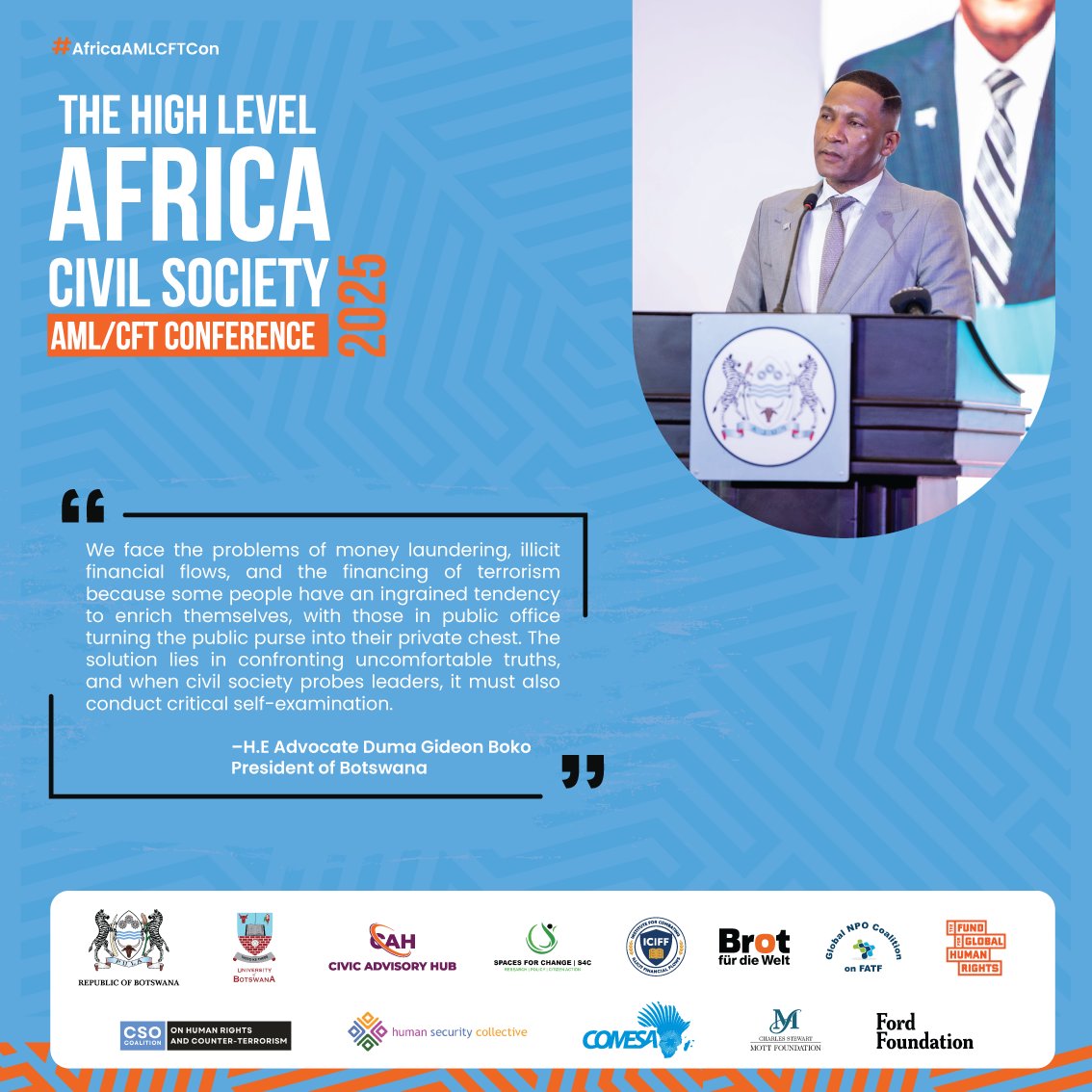 civicadvisory's tweet image. ✨Key Takeaways from #AfricaAMLCFTCon 2025
H.E. President @duma_boko urged reflection and accountability, noting that self-enrichment fuels money laundering and terrorist financing.
He called on all actors including #CSOs to self-examine and uphold integrity in the fight against…