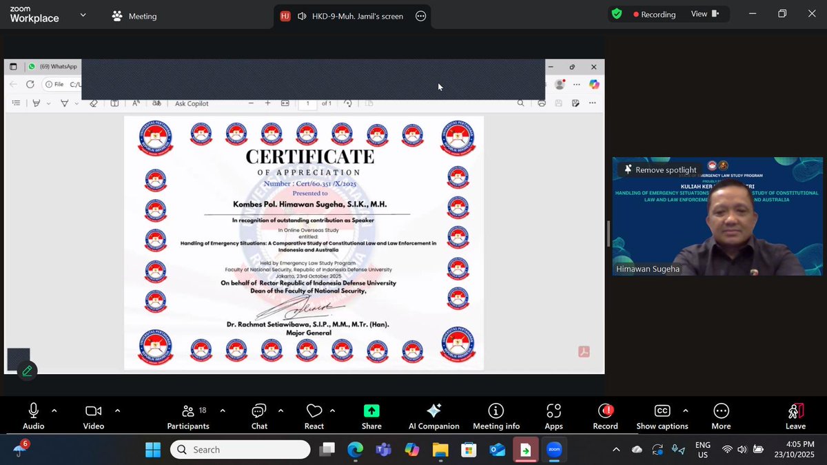 himawan sugeha (@himawansugeha95) on Twitter photo seneng berbagi wawasan dan diskusi dgn serdik Program Studi Magister Hukum Keadaan Darurat, Fakultas Keamanan Nasional, Universitas Pertahanan RI ๐ฎ๐ฉ 
Semoga bermanfaat dan menjadi benchmarking serta best practices dalam pengembangan hukum nasional ketika  menghadapi keadaan seneng berbagi wawasan dan diskusi dgn serdik Program Studi Magister Hukum Keadaan Darurat, Fakultas Keamanan Nasional, Universitas Pertahanan RI ๐ฎ๐ฉ 
Semoga bermanfaat dan menjadi benchmarking serta best practices dalam pengembangan hukum nasional ketika  menghadapi keadaan