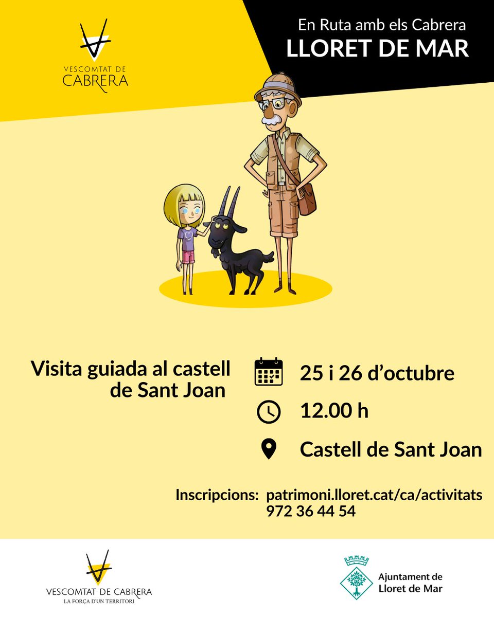 📢Seguim amb #EnRutaambelsCabrera, l’itinerari amb més de 50 activitats d'octubre a desembre

👉A Lloret de Mar del 25 i 26 d’octubre hi haurà visita guiada al castell de Sant Joan.