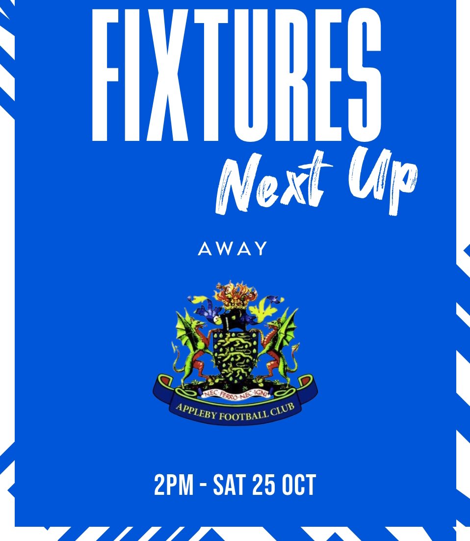 Just the one fixture for the club tomorrow, and tests don’t come much tougher as our first team head up to Broad Close to face <a href="/WestmorlandFL/">Westmorland Football League</a> champions Appleby in the second round of the <a href="/WestmorlandFA/">Westmorland FA</a> Senior Cup.

All support is greatly appreciated 🤝