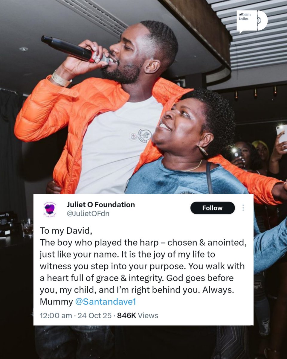 AlbumTalksHQ's tweet photo. Dave's mum with the bars ✍🏽

"God goes before you, my child, and I'm right behind you" 🥺♥️ https://t.co/sM945FbLUo