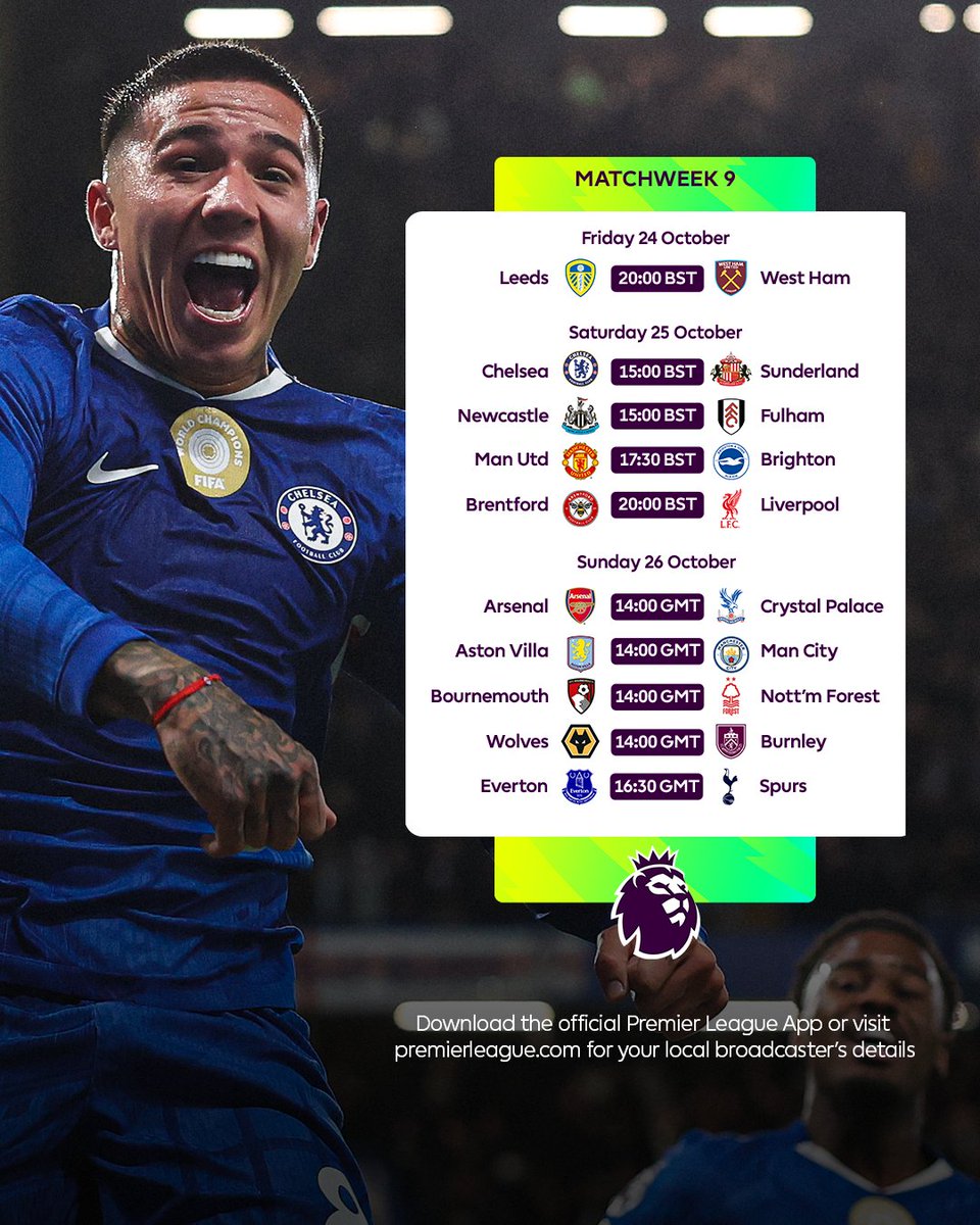 premierleague's tweet image. Your menu for Matchweek 9 🍿
