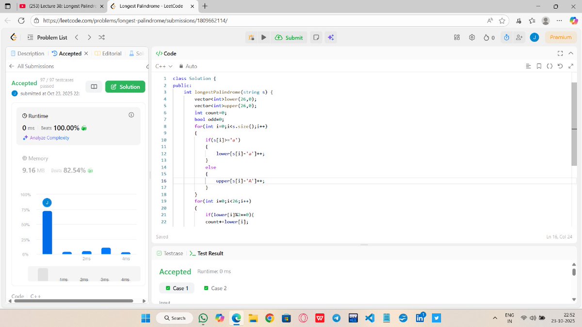 JeetKumarD35856's tweet image. Just crushed a LeetCode medium string problem thanks to the GOAT  Rohit Negi bhaiya’s crystal-clear explanation in today’s CoderArmy YT lecture!  #CodingJourney #LeetCode #CoderArmy #Consistency