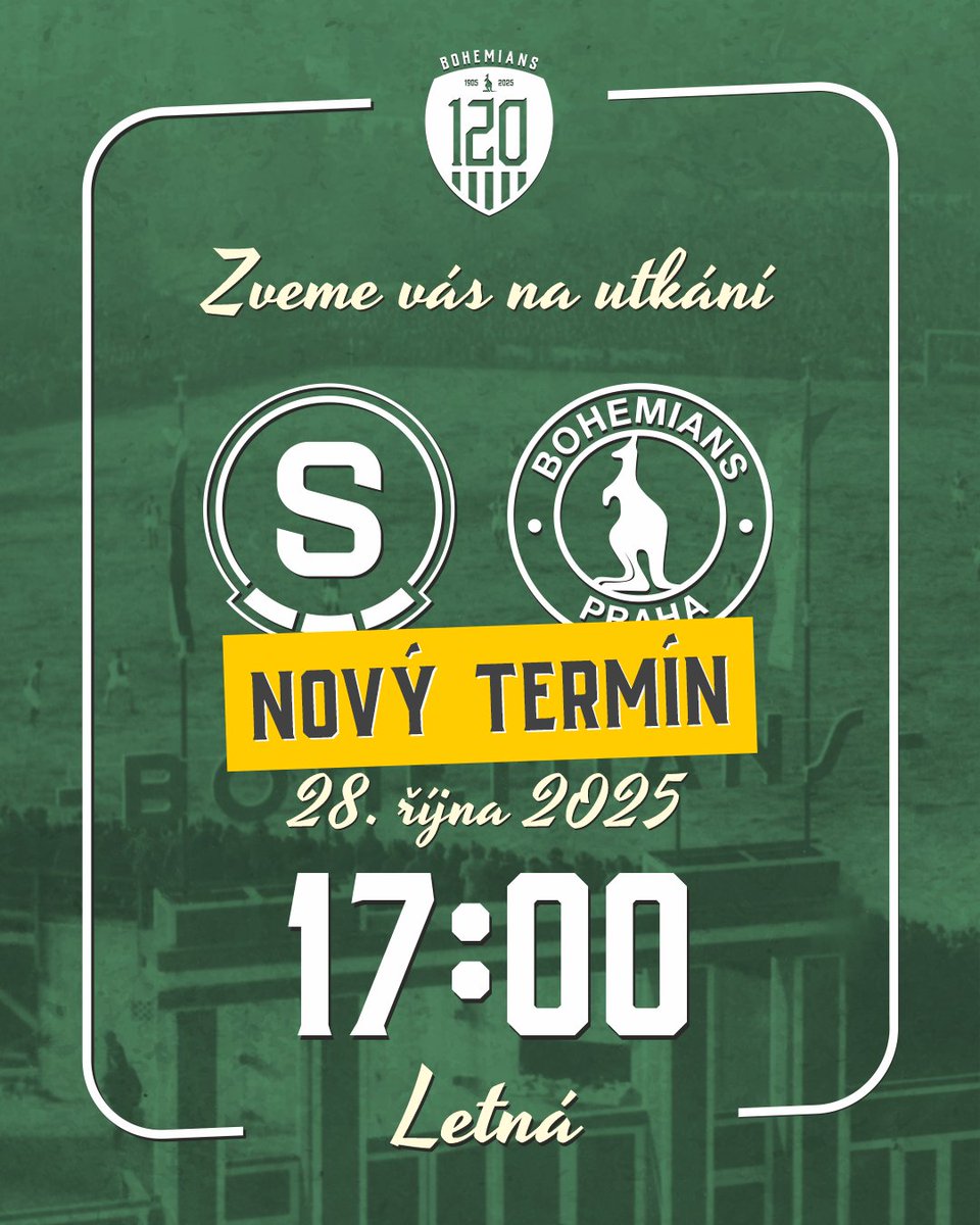 Nedělní zápas Sparta – Bohemians byl odložen na úterý ⚠️ Vstupenky zůstávají platné, lze je i vrátit 🎟️ Podrobné informace najdete na webu 💻

➡️ bohemians.cz/article/25533
