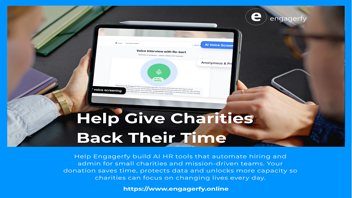 LStreekes's tweet photo. Many charities work tirelessly to support communities, but HR challenges can drain their focus. Engagerfy aims to ease this burden with AI tools that streamline recruitment and admin tasks. Your support can help. Please share and consider donating! https://t.co/0ERgEv4V7J https://t.co/oA4ieYYjhl