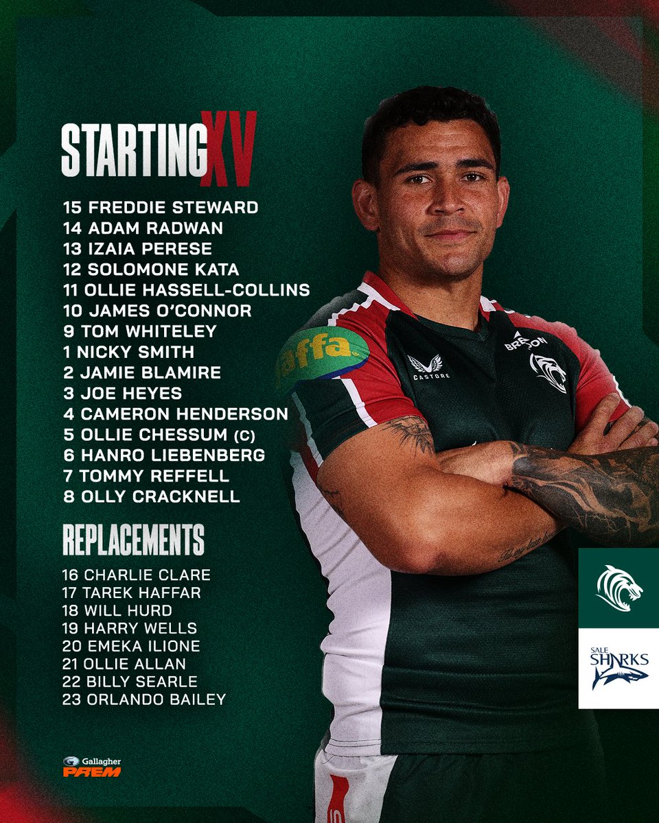 📋TEAM NEWS

Your team to face Sale Sharks this Saturday, as we welcome back Izaia Perese into the starting XV 📷