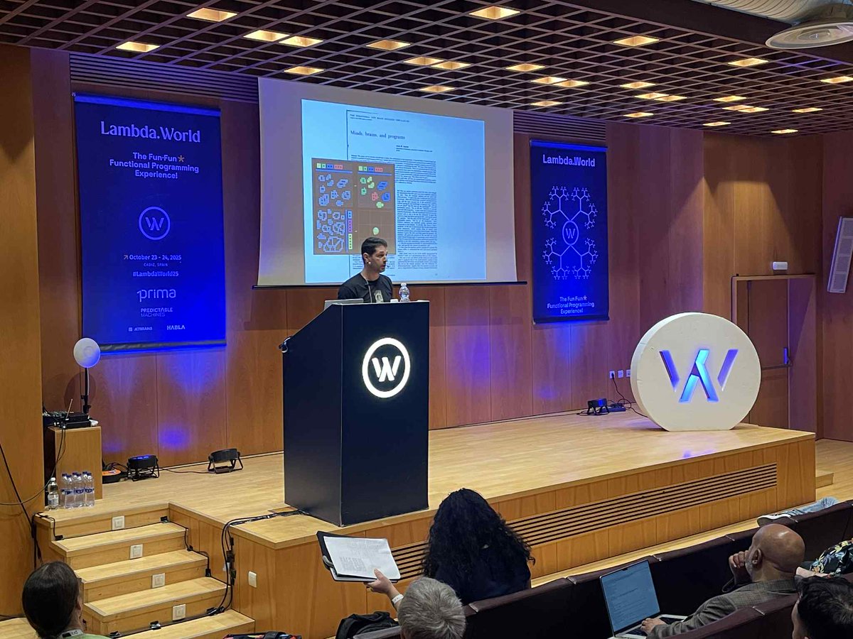 Lambda_World's tweet image. Our second talks begin at @Lambda_World as we start our parallel talk sessions beginning with in our Bastinazo hall
Alcides Fonseca (@alcides) presenting
Aeon — An AI-native programming language
#AI #conference #functional_programming #lambdaworld