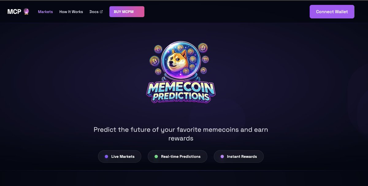 been testing out this new thing called $MCPM lately and honestly it’s a pretty unique setup.

its not another betting platform - it’s more like a prediction market built on Base, powered by DIA oracles and fully audited. 
you can basically express conviction on short-term market