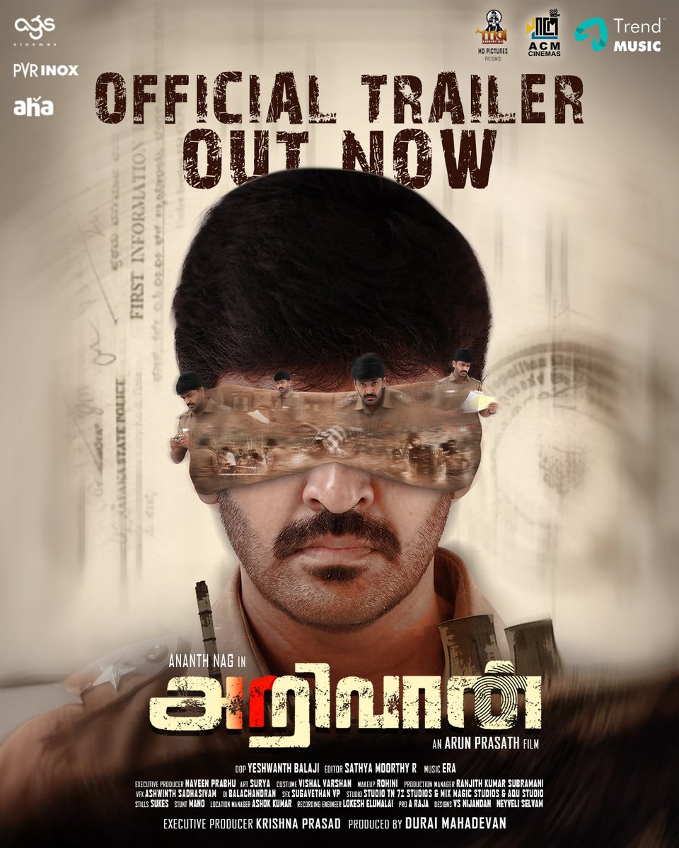 trendmusicsouth's tweet photo. Crime never hides for long.
#ARIVAAN Trailer is Out now on YouTube !!
https://t.co/SgEkMR89Dr
Music: #karthikramERA
Directed by @dir_arunprasath
Starring ✨ @AnanthNag24 @jananykunaseel1
#MDFilms @asulthanrajapro
#TrendMusic https://t.co/lcOcG4Asiy