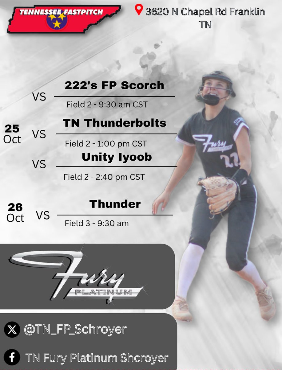 Excited for these players to be in Franklin, TN this weekend working with some amazing college coaches at the Tennessee Fastpitch 2025 Fall GUARANTEED EXPOSURE Showcase!! <a href="/FuryPlatinum/">FuryPlatinumSoftballClub</a>