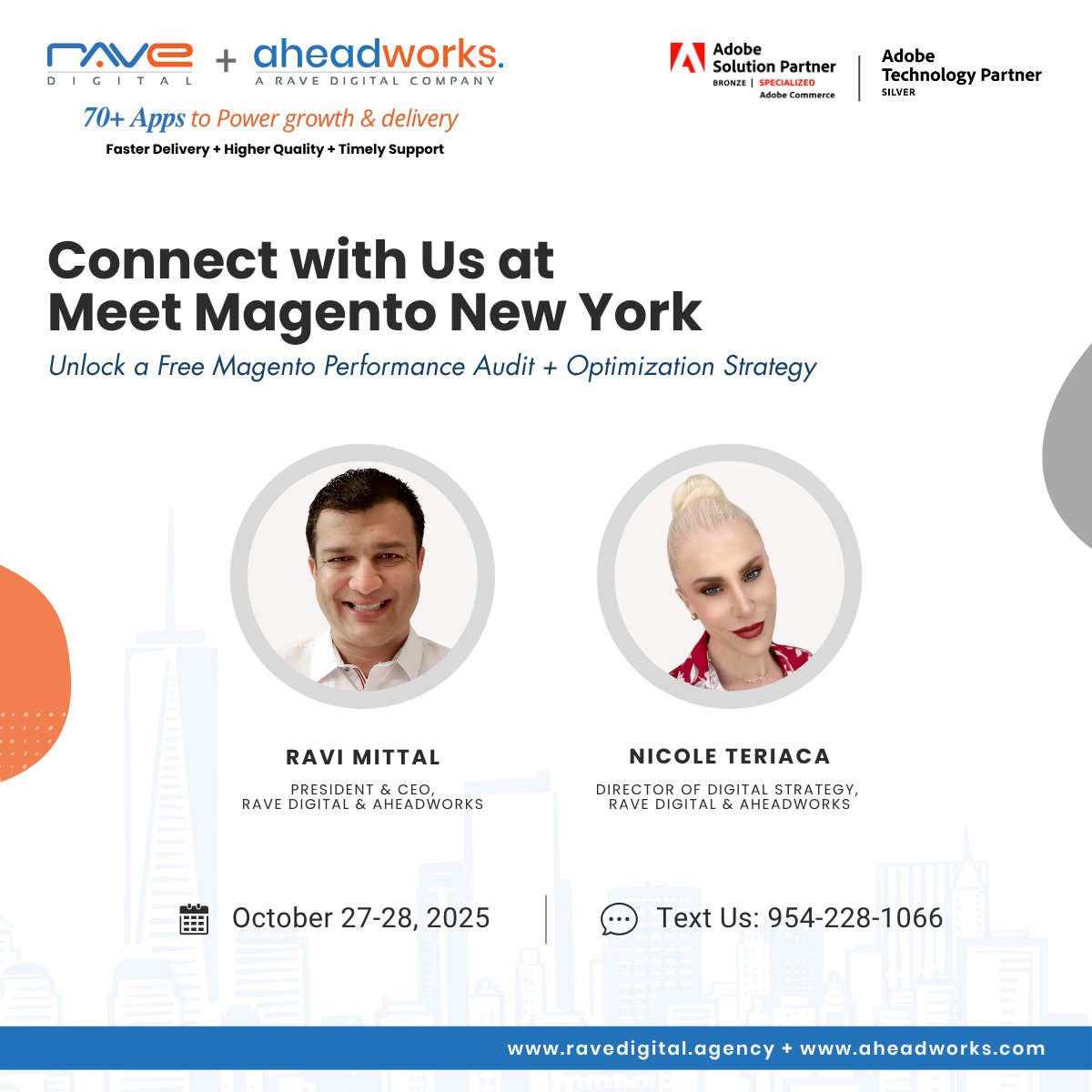 ravedigitalus's tweet image. 🎉 Rave Digital + Aheadworks are heading to New York for Meet Magento NYC! 🗽
Drop a comment below or DM us to schedule a quick meetup with our team: Ravi Mittal & Nicole Teriaca.
#MMNYC #RaveDigital #Aheadworks #AdobeCommerce #Magento #Ecommerce #MagentoCommunity #Networking