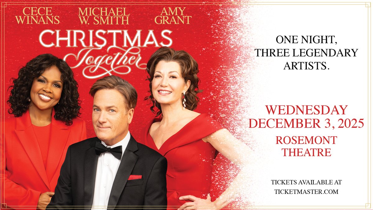 Feel the magic of the season 🎄 Christmas Together with Amy Grant, Michael W. Smith &amp; CeCe Winans comes to the Rosemont Theatre on Wed, Dec 3! ✨ A night of joy, music, and holiday spirit! 🎶 #ChristmasTogether #RosemontTheatre #HolidayConcert