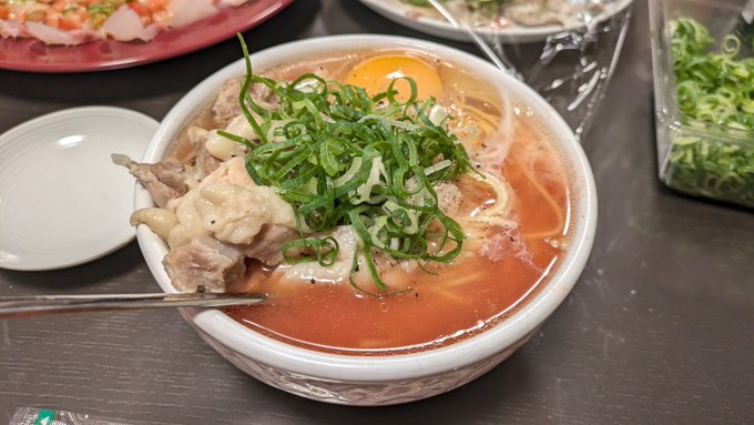 セルフトマト麺と、刺身沢山あったのでWカルパッチョ・・・ 