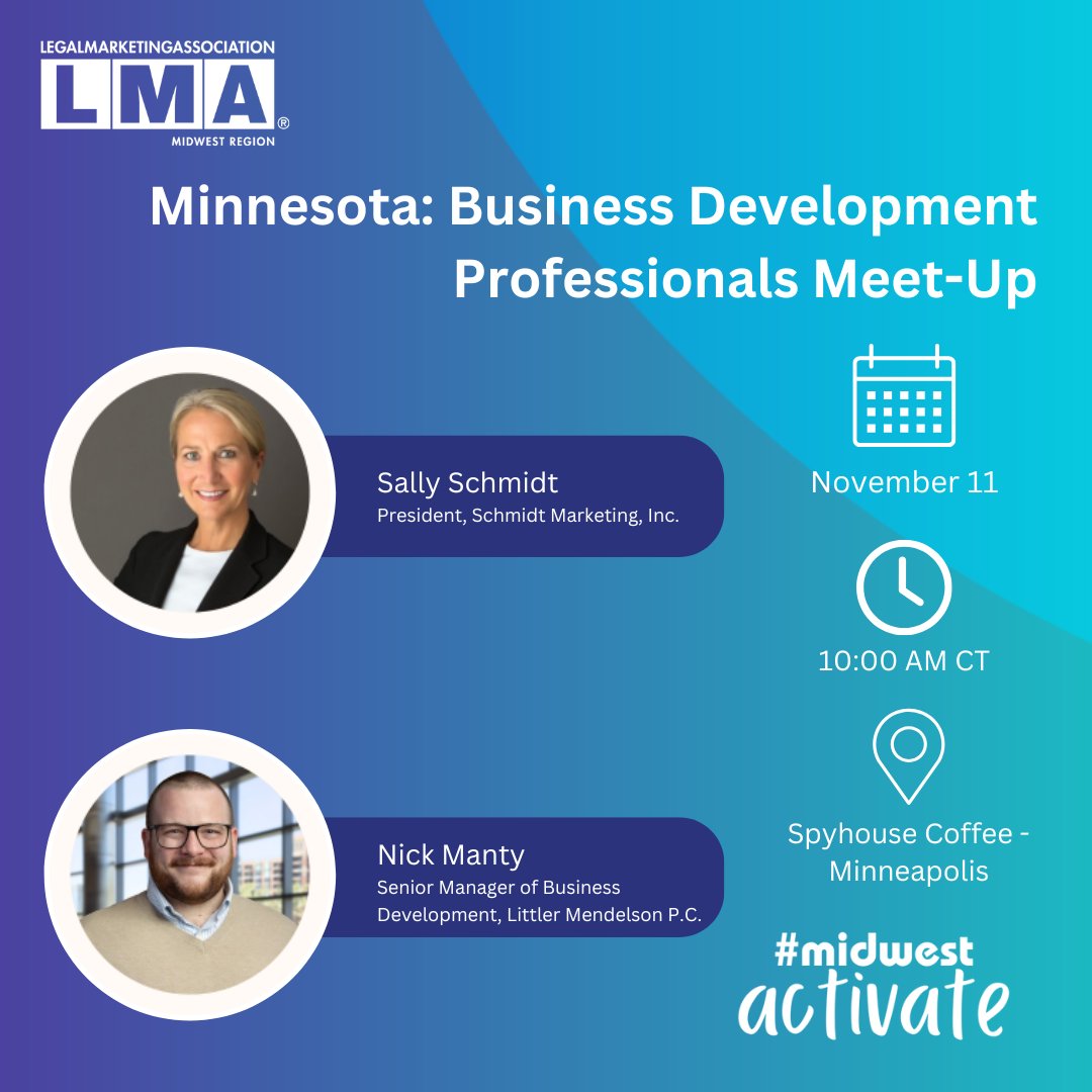 MN! Join us for a BD Professionals Meet-Up on 11/11 in Minneapolis. Facilitated by Sally Schmidt and Nick Manty, get ready to share stories, exchange ideas, and chat on the latest industry trends.

Registration is free for members and prospective members: ow.ly/FOTF50XfLpe