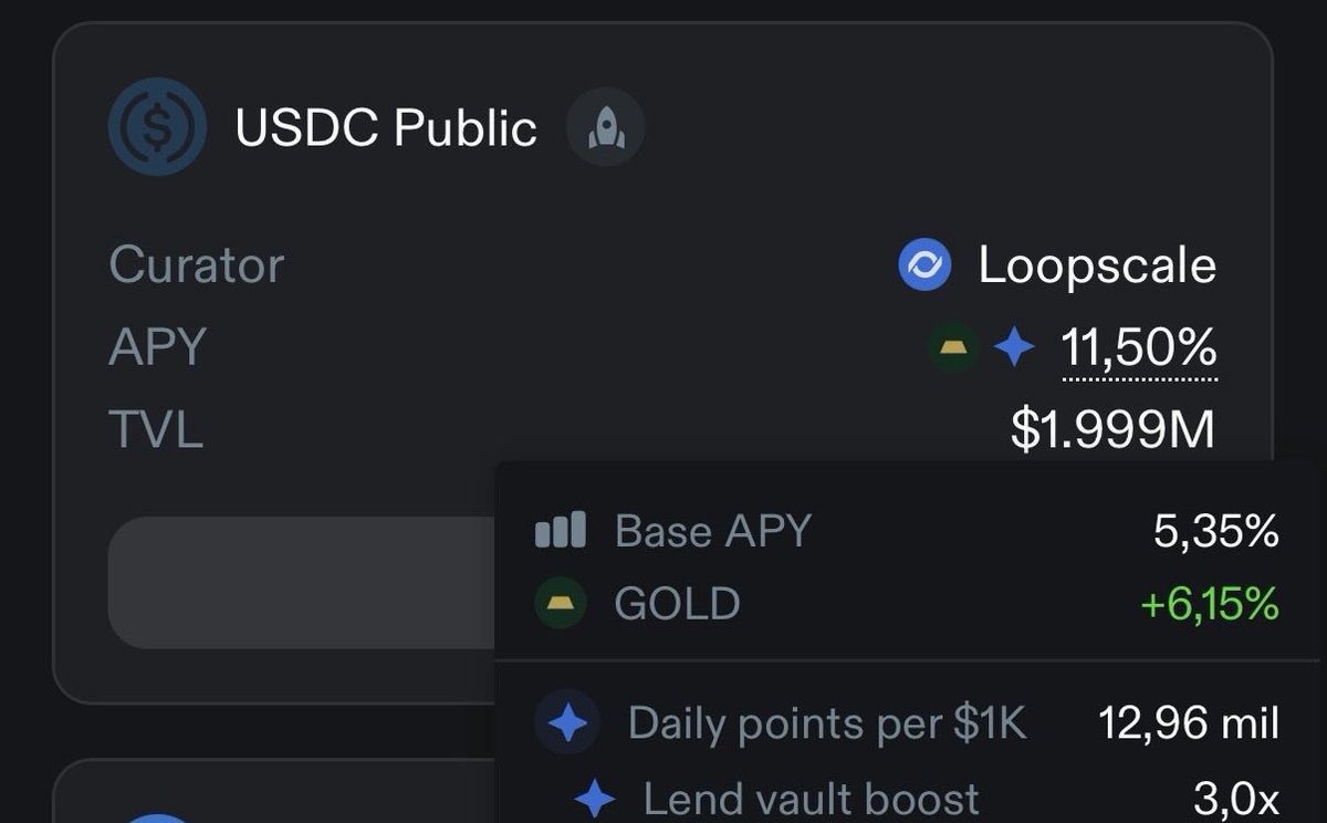 Cosm0_Web3's tweet image. GM ☀️

El oro sigue muy cerca de máximos históricos 🥇

En Solana puedes ganar exposición sin tener que comprarlo directamente

Deposita tus estables en @Loopscale y consigue PUNTOS + 11% APY, mitad en USDC y mitad en un token que replica el precio del oro

¿Quieres depositar? 👇