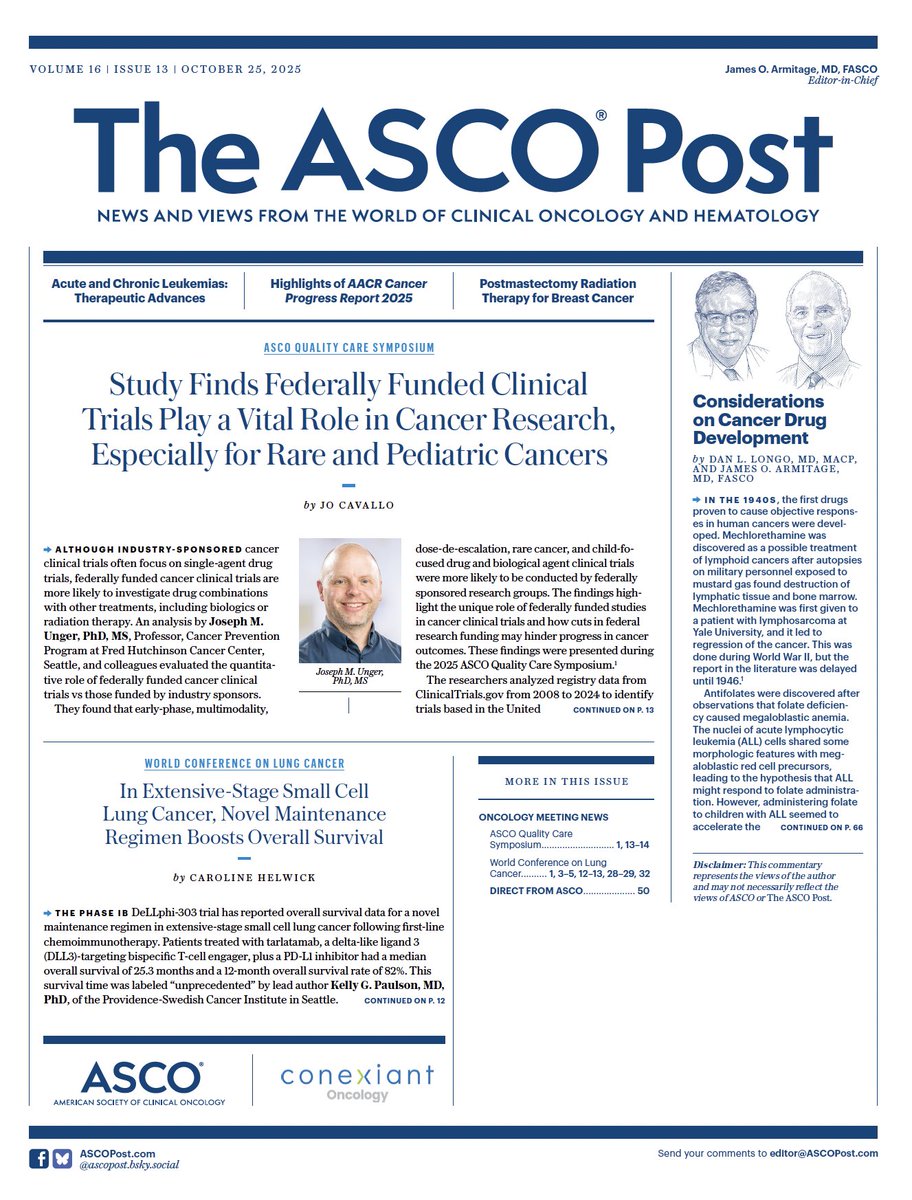 ASCOPost's tweet photo. The October 25 issue of The ASCO Post features insights from #ASCOQLTY25, #WCLC25, and #SOHO2025; perspectives on cancer drug development, coaching AYAs with advanced cancer, and progress for geriatric oncology; and MORE.
Read the full issue here 👉 https://t.co/sZDGScgMWH https://t.co/bmSETnEcWk