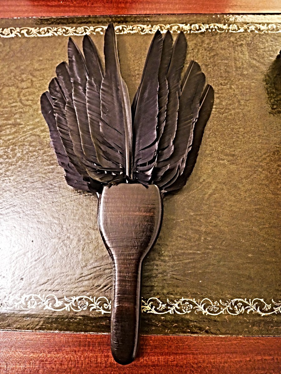 LordJoshAllen's tweet photo. Entirely homemade Kongming feather fan. I was going to add a Yin Yang and Bagua to the handle but I just love the simplicity. Yet to be named, I love it! #LordJoshAllen #ZhugeLiang #KongmingFan https://t.co/GAtI0DGyRh