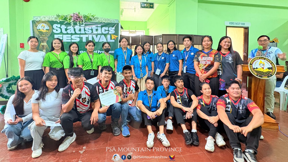 PSAMountainProv's tweet image. 𝐒𝐓𝐀𝐓𝐒𝐍𝐀𝐏𝐒 📷 | A glimpse of the energy and excitement from the first-ever Statistics Festival at Mountain Province State University, held earlier today!
(this is a developing story)
#StatisticsFestival #statisticsmonth2025 #NSMC2025