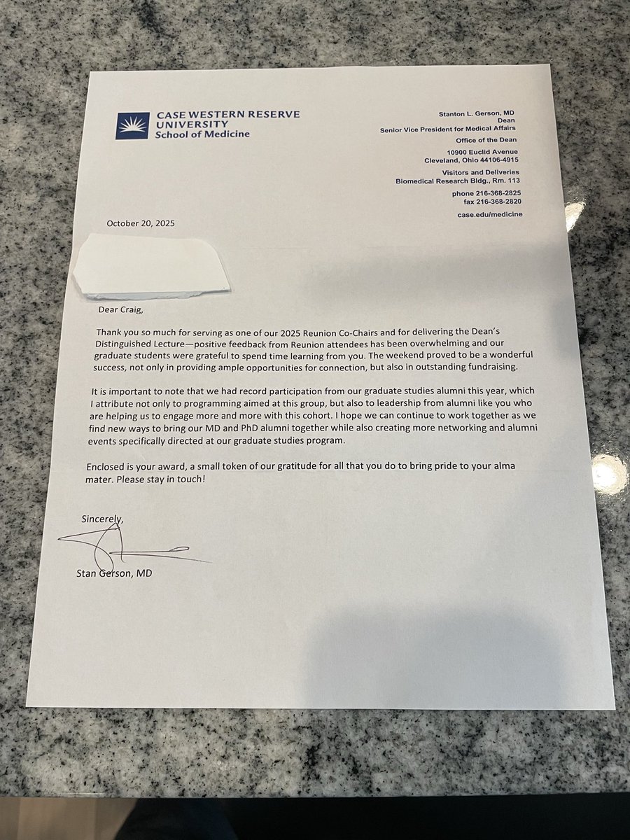 CameronLabUNC's tweet image. This came in the mail yesterday. Did not have an opportunity to post in real time during this event. It was a proud moment for me, because the training I received in the Biochemistry Department at CWRU SOM was a major contributor to making me the scientist I am today! ❤️