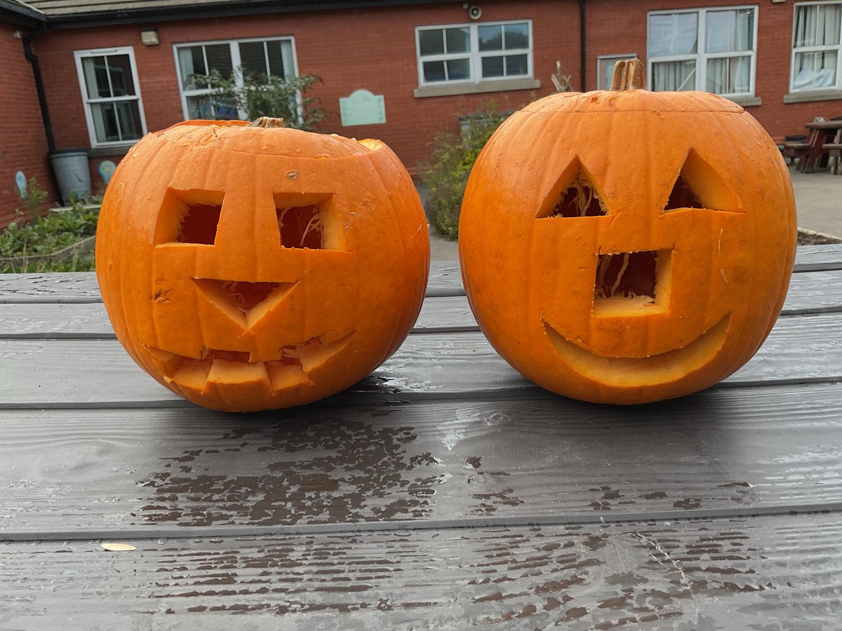 MrsES_Thatto's tweet photo. After washing our pumpkins we scooped out the seeds and carved them. We called them Evan and Jake. #ThattoPrim_Butterflies https://t.co/UZoquxxpQ4