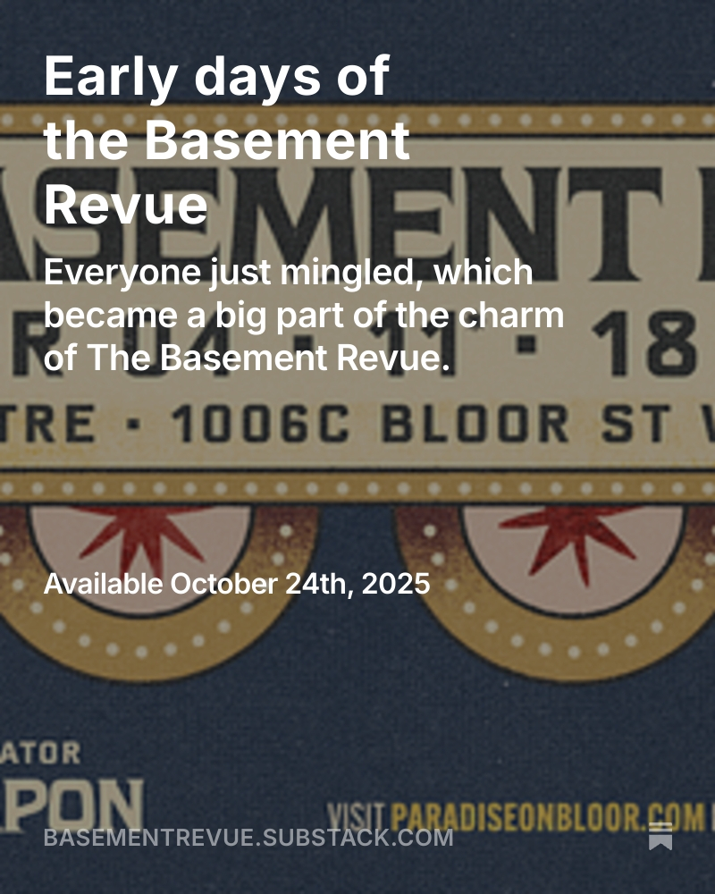 We started a newsletter, a free weekly journey through memories of Basement Revue's past. The first one, on the early days at the Dakota Tavern, is available to read now! Includes special bonus footage of John k. Samson Fellows live in 2009! 

basementrevue.substack.com/p/early-days-o…