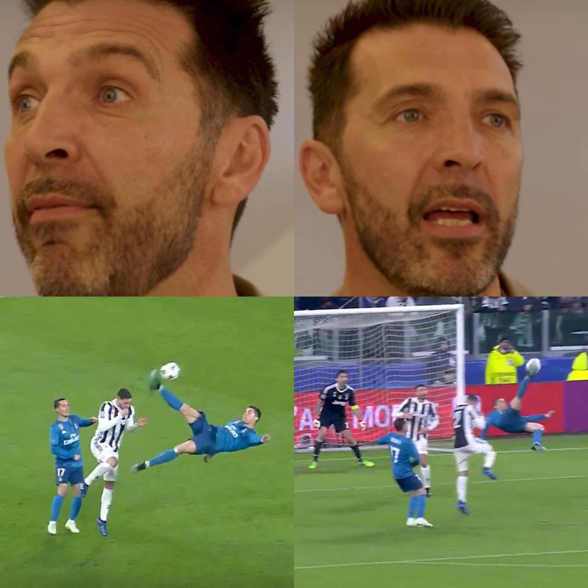 En una entrevista, el gran Luca Toni le preguntó a Gigi Buffon por aquel gol que le hizo Cristiano Ronaldo en la Champions del 2018. 

Gigi rememoró el momento con una descripción espectacular: 

"En ese gol, fue la única vez en mi carrera, que me vi completamente descolocado.