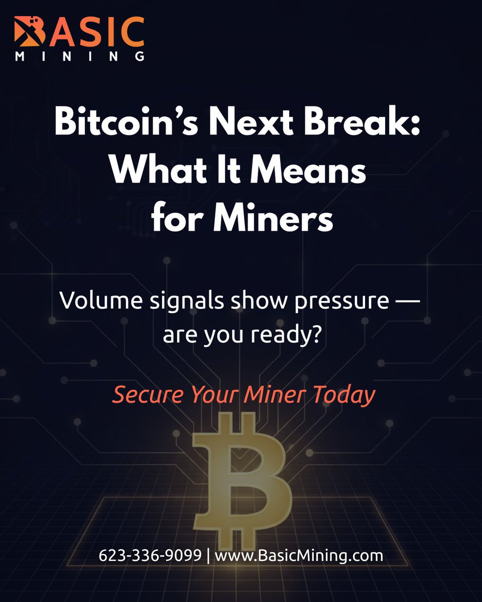 BasicMining's tweet image. 📉 Bitcoin’s next move could come from below.
 A key volume indicator for Bitcoin (BTC) has dropped to its lowest level since April, suggesting pressure may build toward a break below $100 K. 
 
For miners, that means opportunity + risk:
 ✔️ Lower prices = BTC accumulation…