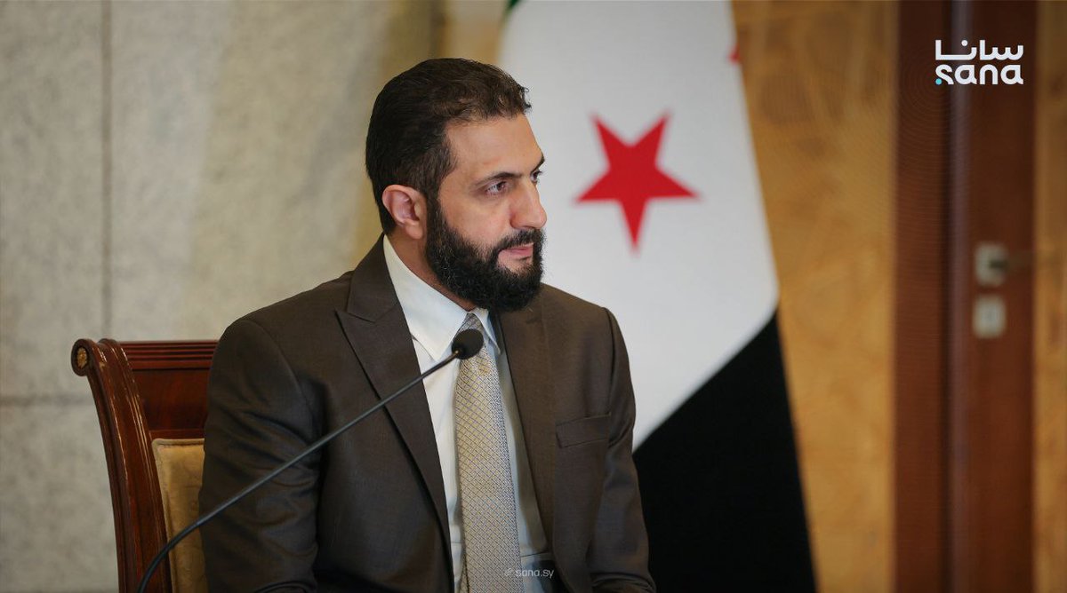 Sana__gov's tweet photo. الرئيس أحمد الشرع يستقبل وفدي غرفة التجارة العربية النمساوية برئاسة فيرنر فاسلابند وغرفة التجارة والصناعة العربية الألمانية برئاسة أولاف هوفمان والوفد المرافق لهما. https://t.co/yo062ji0FY