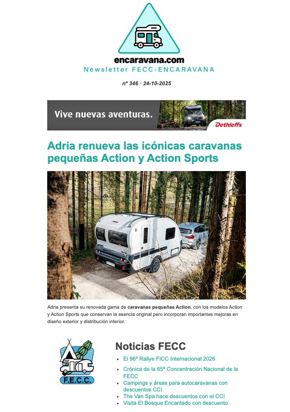 📩 Última newsletter FECC-ENCARAVANA con noticias y novedades sobre 🚐 caravanas, campers y autocaravanas, actualidad FECC... 👇
encaravana.com/informacionesd…