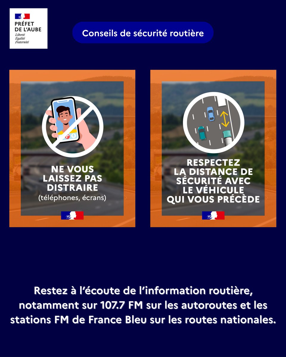 À l'approche du week-end de chassé-croisé, les axes de circulation risquent d'être chargés.
⚠Sur la route, gardez les bons réflexes! Ne vous laissez pas distraire et respectez les distances de sécurité.
👉Consultez les prévisions détaillées sur le site:
🔗bison-fute.gouv.fr