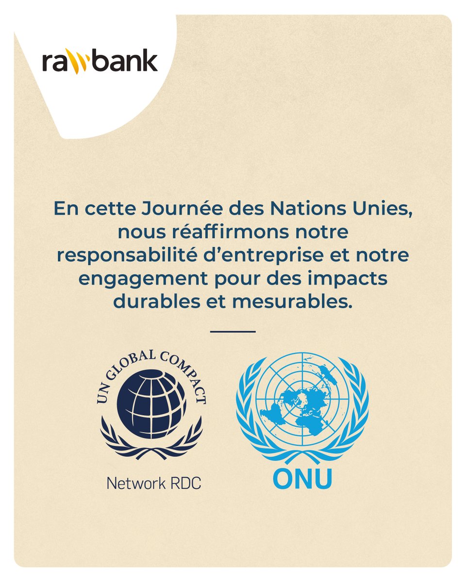24 octobre | Journée des Nations Unies 🇺🇳

En RDC, Rawbank agit chaque jour aux côtés des agences onusiennes pour transformer les ambitions globales en actions locales : des projets utiles, des financements qui comptent, des impacts mesurables.

En cette Journée des Nations
