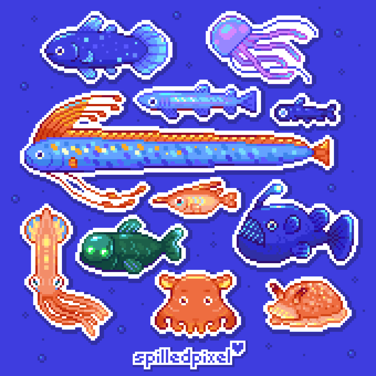 Spilledpixel's tweet image. i love deepsea creatures
( i know the oarfish is technically not one psshhht)
#pixelart #ใใใ็ตต