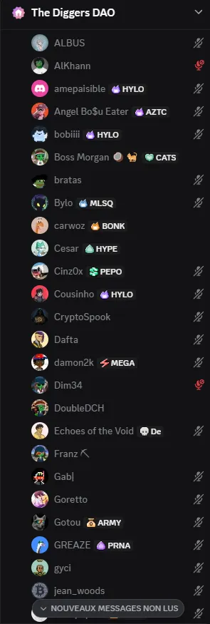 Durant cette période où l’ambiance n’est pas vraiment au beau fixe sur le CT FR, je tiens à vous rappeler qu’il existe une communauté crypto 🇫🇷 nommée <a href="/TheDiggersDAO/">The Diggers DAO</a>, qui est:

1) 100% gratuite (vous n’aurez jamais rien à payer)
2) ouverte à tous (peu importe votre niveau ou
