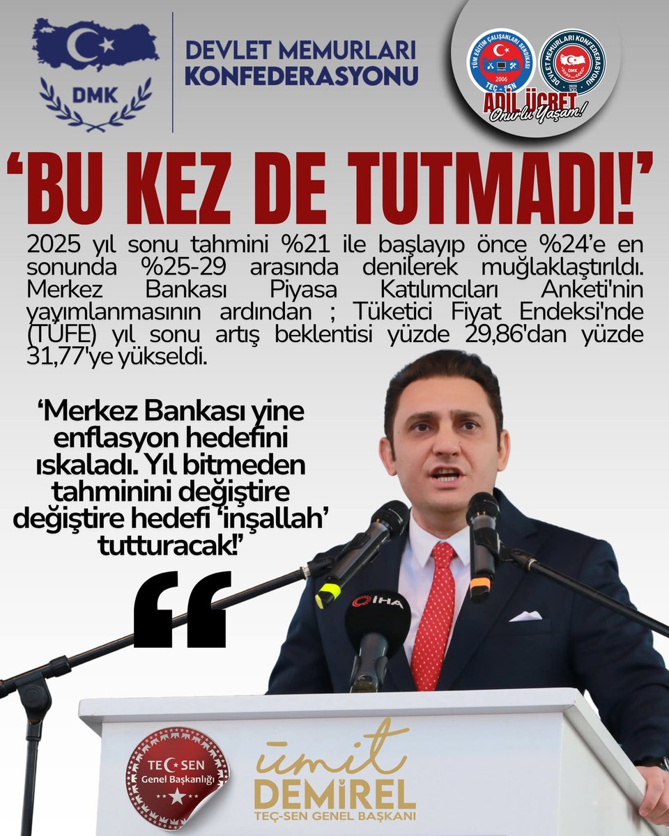 BU KEZ DE TUTMADI! EL İNSAF!

Türkiye’de alın terinin, emeğin ve insan iş gücünün karşılığı olan ücret-alım gücü, enflasyon karşısında her geçen gün eziliyor, tırpanlanıyor, törpüleniyor. 

Asgari ücretli, memur, emekli, çiftçi, esnaf, çalışan yani Türkiye’nin %85’i bu kıskacın,