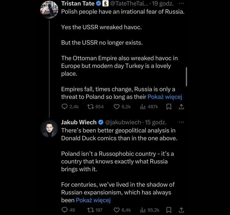 Jakub Wiech (@jakubwiech) on Twitter photo Kochani, udało się, walnęliśmy ratio Tate’owi i prorosyjskiemu spinowi o Polsce.
Dziękuję wszystkim z ponad 6 tysięcy lajkujacych. Kochani, udało się, walnęliśmy ratio Tate’owi i prorosyjskiemu spinowi o Polsce.
Dziękuję wszystkim z ponad 6 tysięcy lajkujacych.