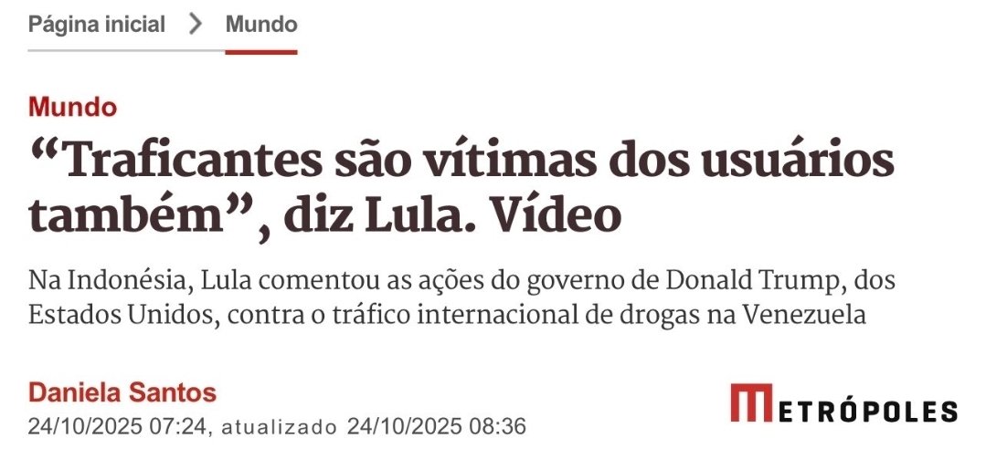A direita sempre foi acusada de fake news quando disse que, para Lula, os traficantes são vítimas da sociedade